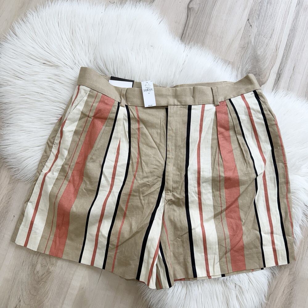 banana republic Plus Size Linen Blend Striped Trouser Shorts New 16 CC
